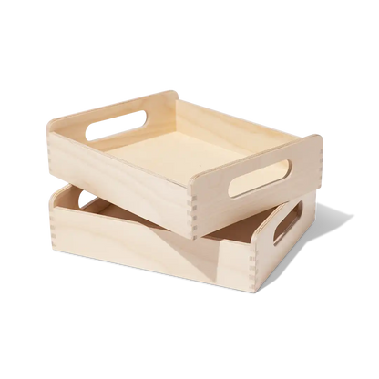 Montessori Wooden Trays & Felt Baskets